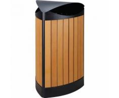 poubelle extérieur triangle finition wood 60l noir/bois,
