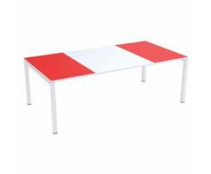 table réunion easy office 220x114cm pied blc plat. blc/rouge,