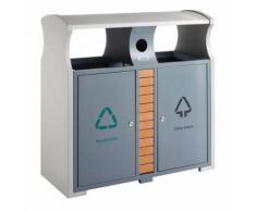 poubelle d'extérieur tri sélectif-piles 2x39l gris,