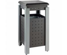 poubelle extérieur carré 36l gris/blanc,