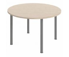table réunion duetto 4 pieds diamètre 120 cm chêne clair/alu,