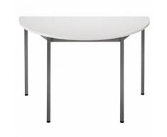 table de réunion en demi-cercle - manutan - plateau gris / pieds gris foncé,