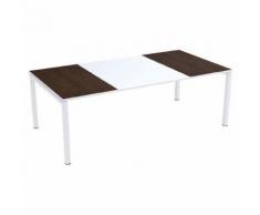 table réunion easy office 220x114cm pied blc plat. blc/wengé,