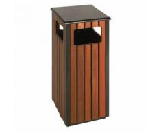 poubelle d'extérieur 36l noir/bois,