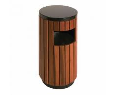 poubelle d'extérieur 33l noir/bois,