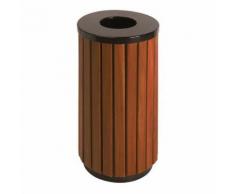 poubelle d'extérieur 40l noir/bois,