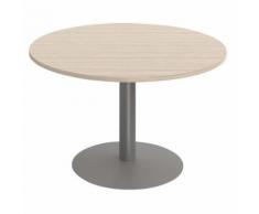 table réunion duetto pied central d.100 chêne clair et alu,
