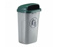 poubelle plastique d'extérieur ininflammable 50l gris/vert,