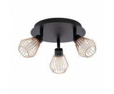KEILA-Plafonnier rond 3 spots orientables Métal et Verre salle de bain Ø33.5cm noir et cuivre Brilliant