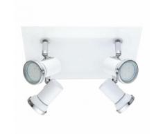 TAMARA-Plafonnier 4 spots orientables de salle de bain Acier & Verre L26cm Blanc Eglo