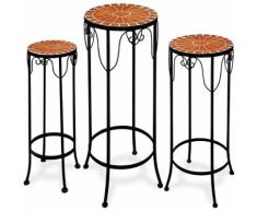 Lot de 3 tables guéridons en mosaique hauteur jusque 70 cm