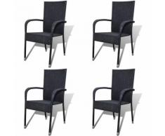 Chaise de jardin 4 pcs Rotin synthétique Noir MAJA+ MJ274349