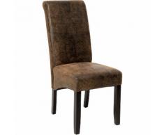 Chaise de salle à manger design 106 cm Marron Aspect Vieilli / Daim, Chaise de Salon, Meuble de
