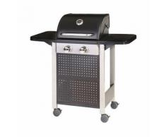 Barbecue gaz 2 brûleurs 52x116x110 cm en acier noir et gris
