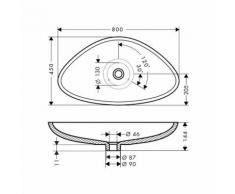 Massaud Vasque de lavabo grand format 800 x 450 mm chromé