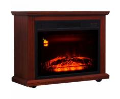 Cheminée électrique sur roulettes design néo-rétro 2000 W effet flammes braises LED 73L x 28l x 56H