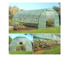 Grande serre de jardin tunnel toutes saisons 18 m² 180gr/m² verte