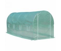 Serre de jardin tunnel surface sol 10 m² 5L x 2l x 2,10H m châssis tubulaire renforcé porte zippée