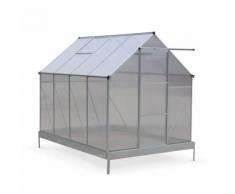 Serre de jardin CHENE en polycarbonate 5m² avec base, 2 lucarnes de toit, gouttière, Polycarbonate