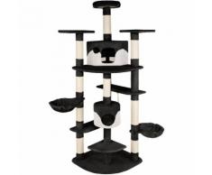 Arbre à Chat 204 cm NELLY Griffoir 1 Corde + 2 Hamacs + 2 Cabanes Blanc / Noir