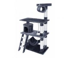 Arbre à chat griffoir grattoir niche jouet animaux peluché gris 140 cm