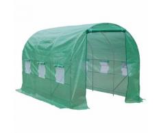 Serre de jardin tunnel 7m² 3,5L x 2l x 2H m châssis tubulaire acier galvanisé renforcé 6 fenêtres 1