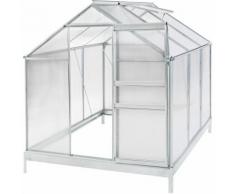 Serre de Jardin Polycarbonate 3,61 m² + Fondations 190 cm x 190 cm x 195 cm Gris