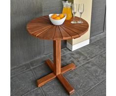 Table de jardin Sunrise balcon terrasse en bois d'acacia huilé Ø 70,5cm brun