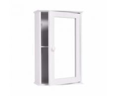 COSTWAY Armoire Mural de Salle de Bain avec Miroir, 2 Etagères de Rangement 34 x 15 x 53 CM Blanc
