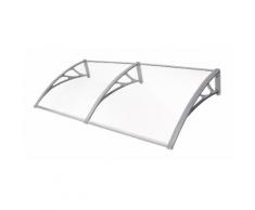 Auvent porte abris de jardin marquise moderne polycarbonate 195 x 100 cm gris et transparent