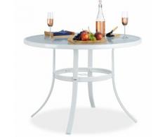 Table de Jardin ronde Verre STRUK Trou Parasol Table de Bistrot 102cm Balcon Jardin 4 Places