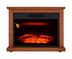 Cheminée électrique sur roulettes design néo-rétro 2000 W effet flammes braises LED 74L x 28l x 58H
