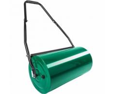Rouleau à gazon 60 cm avec Brancard en Acier - Remplissage Eau ou Sable 48 L Vert