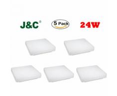 5×Plafonnier LED 24W Lampe Carrée sur Plafond IP40 Éclairage pour Cuisine et Salle de Bain Blanc