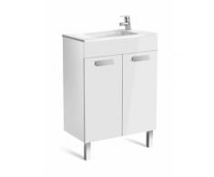 Meuble Unik DEBBA Compact 600 - 2 portes + lavabo - Blanc brillant