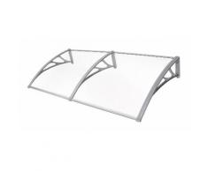 Auvent porte abris de jardin marquise moderne polycarbonate 155 x 75 cm gris et transparent