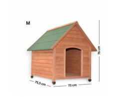 Niche Chien bois massif avec faîtière avec un toit en pente pour l'ouverture Balu M 73 x 75,5 x 76