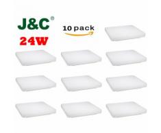 10×Plafonnier LED 24W Lampe Carrée sur Plafond IP40 Éclairage pour Cuisine et Salle de Bain Blanc