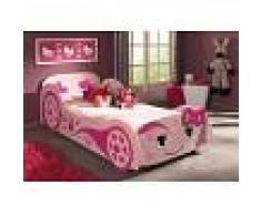Lit enfant voiture rose 90x200