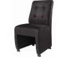 Chaise microfibre noir capitonnée sur roulettes