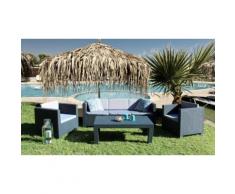 Salon de jardin en résine tressé : Ensemble de jardin 7 places : x1 sofa 3 places + 4 fauteuils + 2 tables