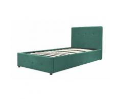 Lit majestueux capitonné velours : Lit 140x190 / Vert