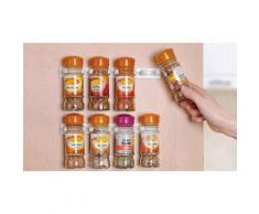 Set de 4 barrettes porte épices avec 5 clips de rangement adhésif mural