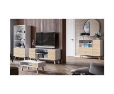 Meuble : Table basse, buffet, bibliothèque et meuble TV / Blanc-Chêne