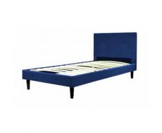 Lit Marquis capitonné microfibre : 90x190 / Bleu / Lit seul