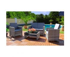 Salon de jardin en résine tressée Miami : marron