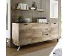 Kasalinea Enfilade 2 portes 3 tiroirs moderne couleur chêne plume 2