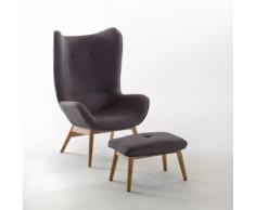 Fauteuil à oreilles et son repose-pieds, Crueso . Gris La Redoute Interieurs