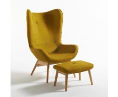 Fauteuil à oreilles et son repose-pieds, Crueso . Jaune La Redoute Interieurs