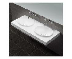 Lavabo Suspendu Double Vasque Moulées - Solid surface Blanc Mat - 120x50 cm - Origin